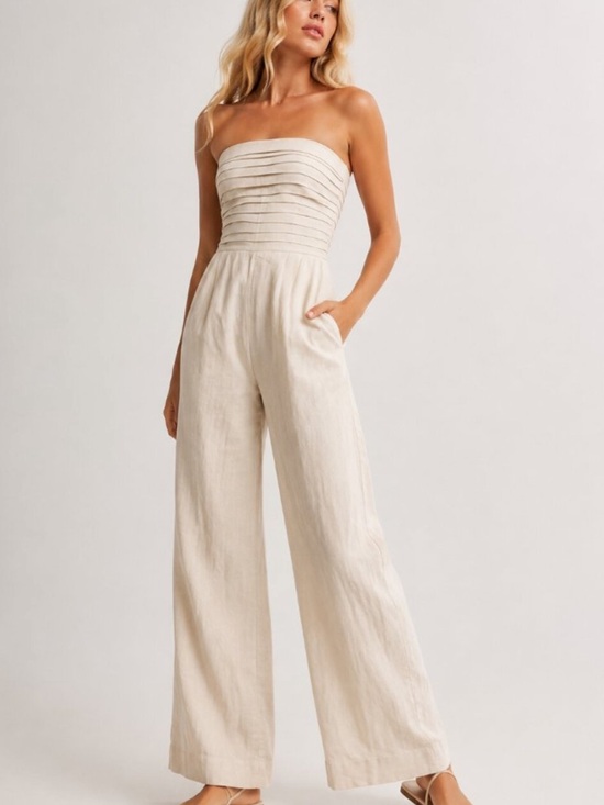 Abercrombie & Fitch Pants - Abercrombie & Fitch Emerson Linen Blend Strapless Jumpsuit Large 8687